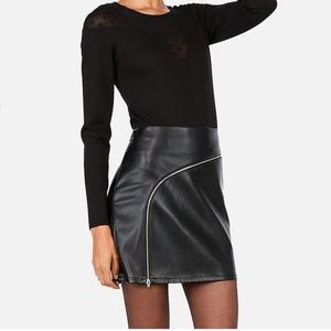 Express Edition (Minus The) Leather Asymmetrical Moto Mini Skirt